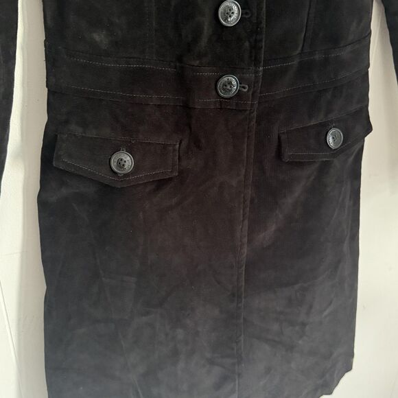 Tommy Jeans Coat Womens Medium Black Corduroy Long Jacket Red Star Lining - Picture 5 of 13